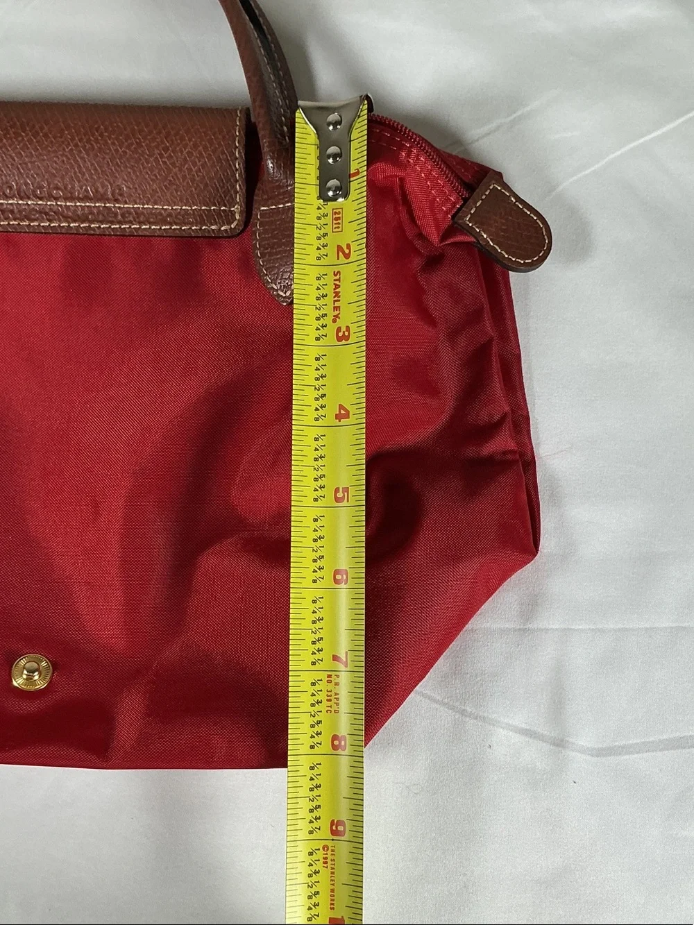 Longchamp Le Pliage Small Red Tote Bag | Made in France | Like New - Picture 8 of 9